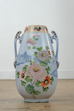 Load image into Gallery viewer, Japanese Moriage Floral Vase with Applied Chrysanthemums & Twin Handles – 13" Tall