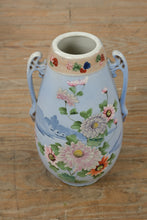 Load image into Gallery viewer, Japanese Moriage Floral Vase with Applied Chrysanthemums & Twin Handles – 13" Tall