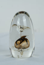 Load image into Gallery viewer, Signed Studio Art Glass Paperweight Abstract Internal Sculpture Clear Amber Form