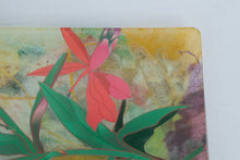 Load image into Gallery viewer, Handmade Botanical Decoupage Glass Platter Tropical Flower 16 x 8