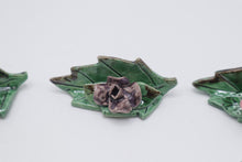 Load image into Gallery viewer, Vintage Ceramic Leaf Place Card Holders Set of 8 Applied Flowers