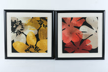 Load image into Gallery viewer, Contemporary Floral Wall Art Prints Framed Set of 2 Black White Red Gold