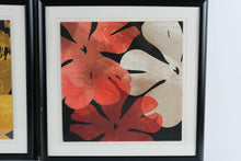 Load image into Gallery viewer, Contemporary Floral Wall Art Prints Framed Set of 2 Black White Red Gold