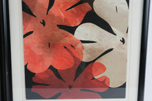 Load image into Gallery viewer, Contemporary Floral Wall Art Prints Framed Set of 2 Black White Red Gold