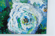 Load image into Gallery viewer, Original Abstract Floral Painting Blue White Flowers 30 x 30 Creative Mark Canvas