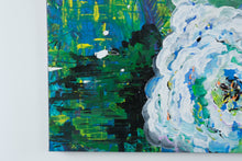 Load image into Gallery viewer, Original Abstract Floral Painting Blue White Flowers 30 x 30 Creative Mark Canvas