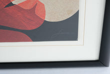 Load image into Gallery viewer, Contemporary Floral Wall Art Prints Framed Set of 2 Black White Red Gold