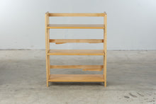 Load image into Gallery viewer, Folding Wood Three-Tier Bookshelf with Slatted Sides