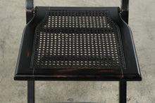Load image into Gallery viewer, Vintage Wood Folding Chair Black Cane Seat and Back Woven Rattan Accent Chair