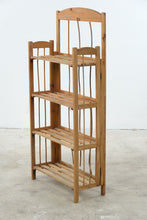 Load image into Gallery viewer, Wood Folding Four-Tier Bookshelf with Slatted Shelves