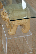Load image into Gallery viewer, One-of-a-Kind Foo Dog Console Table with Acrylic Stands & Glass Top