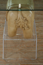 Load image into Gallery viewer, One-of-a-Kind Foo Dog Console Table with Acrylic Stands & Glass Top