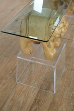 Load image into Gallery viewer, One-of-a-Kind Foo Dog Console Table with Acrylic Stands & Glass Top