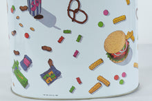 Load image into Gallery viewer, Vintage Cheinco Snack Food Print Metal Waste Basket Trash Can 1987
