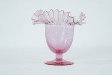 Load image into Gallery viewer, Blenko 388 Pink Crackle Glass Vase Hand Blown Ruffle Rim