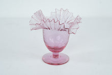 Load image into Gallery viewer, Blenko 388 Pink Crackle Glass Vase Hand Blown Ruffle Rim