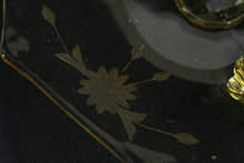 Load image into Gallery viewer, Vintage Lancaster Glass Topaz Footed Cake Plate Pauline Etched Floral 8 Inch