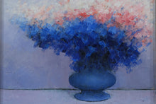 Load image into Gallery viewer, Original Floral Still Life Oil Painting Blue and Pink Bouquet 16x14 Framed