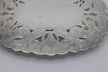 Load image into Gallery viewer, Wallace Silverplate Pierced Footed Serving Tray – Ornate Floral Scroll Design, #7310