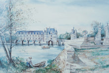 Load image into Gallery viewer, Framed Claude Ricart Watercolor Print – Château de Chenonceau