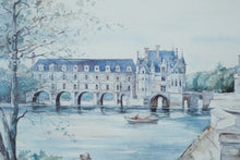 Load image into Gallery viewer, Framed Claude Ricart Watercolor Print – Château de Chenonceau