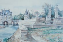 Load image into Gallery viewer, Framed Claude Ricart Watercolor Print – Château de Chenonceau