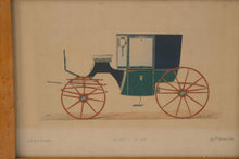 Load image into Gallery viewer, Vintage French Coupe Horse Carriage Prints Pair Framed Equestrian Wall Art