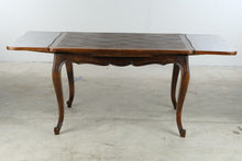 Load image into Gallery viewer, Vintage French Country Oak Draw Leaf Dining Table with Parquet Top