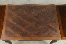 Load image into Gallery viewer, Vintage French Country Oak Draw Leaf Dining Table with Parquet Top