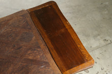 Load image into Gallery viewer, Vintage French Country Oak Draw Leaf Dining Table with Parquet Top