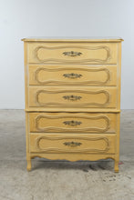 Load image into Gallery viewer, Vintage French Provincial Five-Drawer Tallboy Dresser in Antique Cream