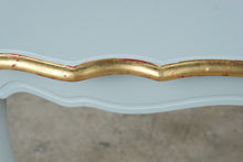 Load image into Gallery viewer, Vintage French Provincial Dining Table 3 Leaves Blue Gold Cabriole Legs