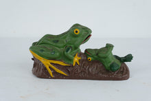 Load image into Gallery viewer, Cast Iron Mechanical Frog Bank Two Frogs Tongue Action Coin Bank