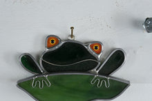 Load image into Gallery viewer, Stained Glass Frog Sun Catcher – Handcrafted Green & Orange Window Decor