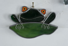 Load image into Gallery viewer, Stained Glass Frog Sun Catcher – Handcrafted Green & Orange Window Decor