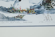 Load image into Gallery viewer, William Mangum Signed Print – “Frosty’s Friend” Framed Winter Snowman Scene (Personalized)
