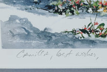 Load image into Gallery viewer, William Mangum Signed Print – “Frosty’s Friend” Framed Winter Snowman Scene (Personalized)
