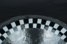 Load image into Gallery viewer, Peggy Karr Fused Glass Fruit Bowl Black White Checkerboard 13 Inch Hand Painted