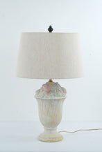 Load image into Gallery viewer, French Country Fruit Urn Table Lamp 28 Inch Sculptural Ivory Base Linen Shade
