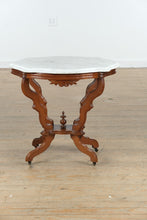 Load image into Gallery viewer, Scalloped Eastlake Marble-Top Foyer Table