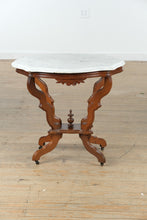 Load image into Gallery viewer, Scalloped Eastlake Marble-Top Foyer Table