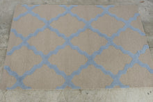 Load image into Gallery viewer, nuLOOM Hand Tufted Wool Area Rug Beige Blue Trellis 64 x 42