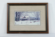 Load image into Gallery viewer, Bob Timberlake Gilleys Cows Personalized Winter Farm Print Framed 22 x 17