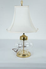 Load image into Gallery viewer, Glass Globe Brass Table Lamp 21 Inch with White Shade and Asian Style Finial