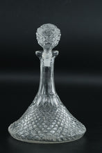 Load image into Gallery viewer, Cut Glass Decanter with Stopper – Diamond Pattern, 11" Tall