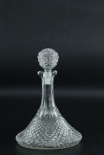 Load image into Gallery viewer, Cut Glass Decanter with Stopper – Diamond Pattern, 11" Tall
