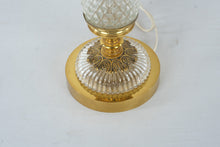 Load image into Gallery viewer, Vintage Hollywood Regency Crystal Style Pressed Glass Brass Table Lamps Pair