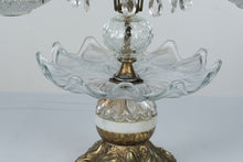 Load image into Gallery viewer, Vintage Hollywood Regency Scales of Justice Brass Tone Crystal Glass Centerpiece