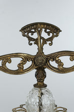 Load image into Gallery viewer, Vintage Hollywood Regency Scales of Justice Brass Tone Crystal Glass Centerpiece