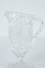 Load image into Gallery viewer, Vintage Pressed Glass Cream Pitcher Floral Pedestal Creamer